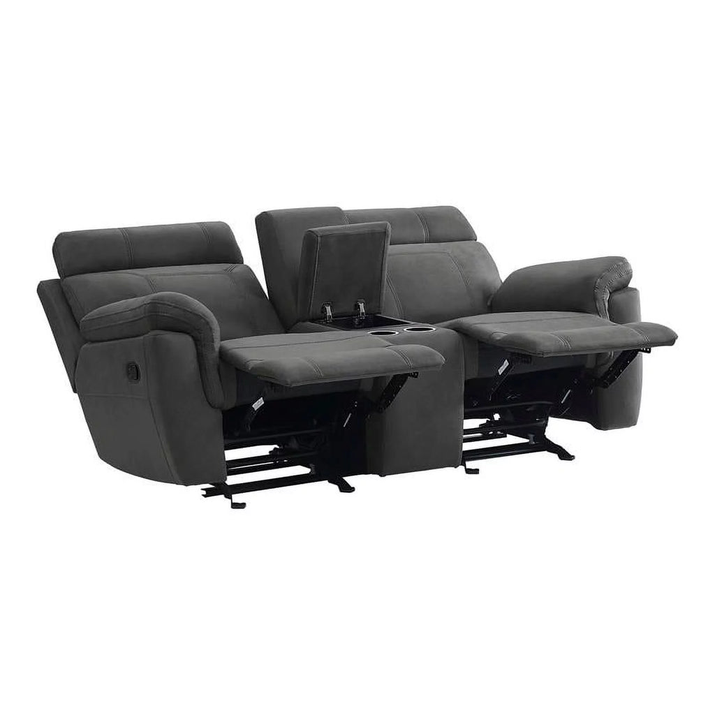 Gray Microfiber Double Glider Reclining Love Seat J6329