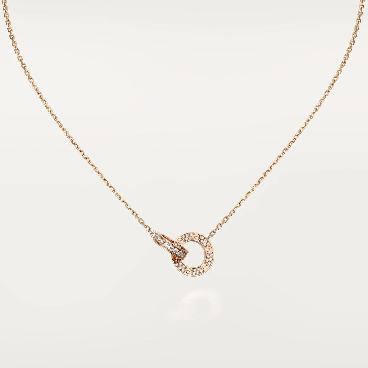 Love Necklace Interlocking Circles Necklace With Diamond Paved G6973