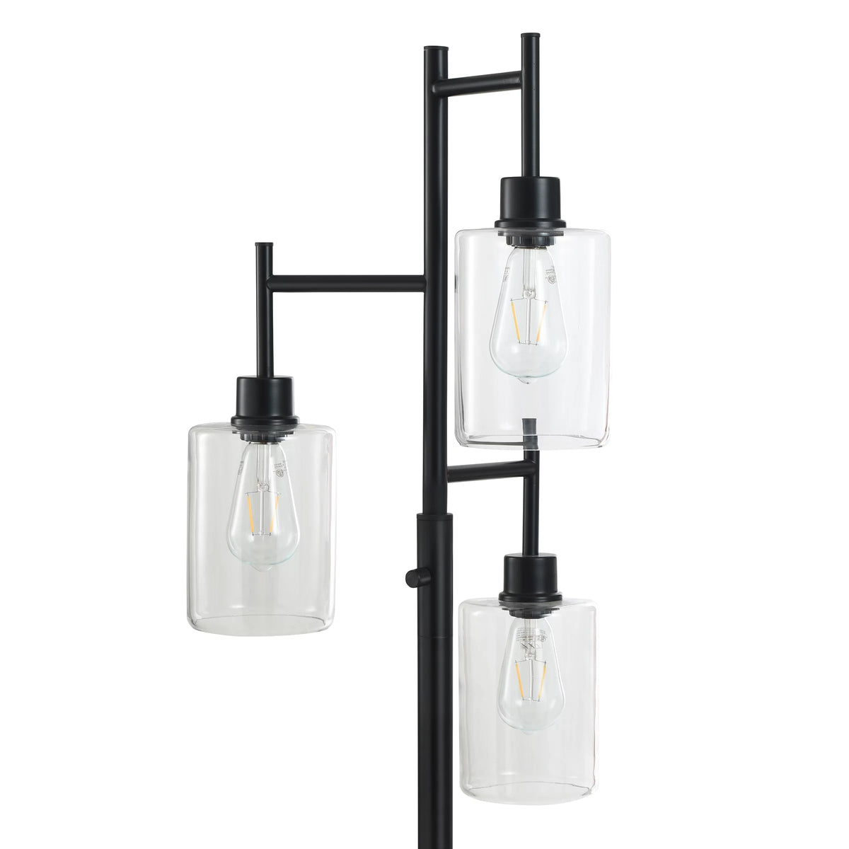 Black 3-Tier Floor Lamp with Glass Shades I18806