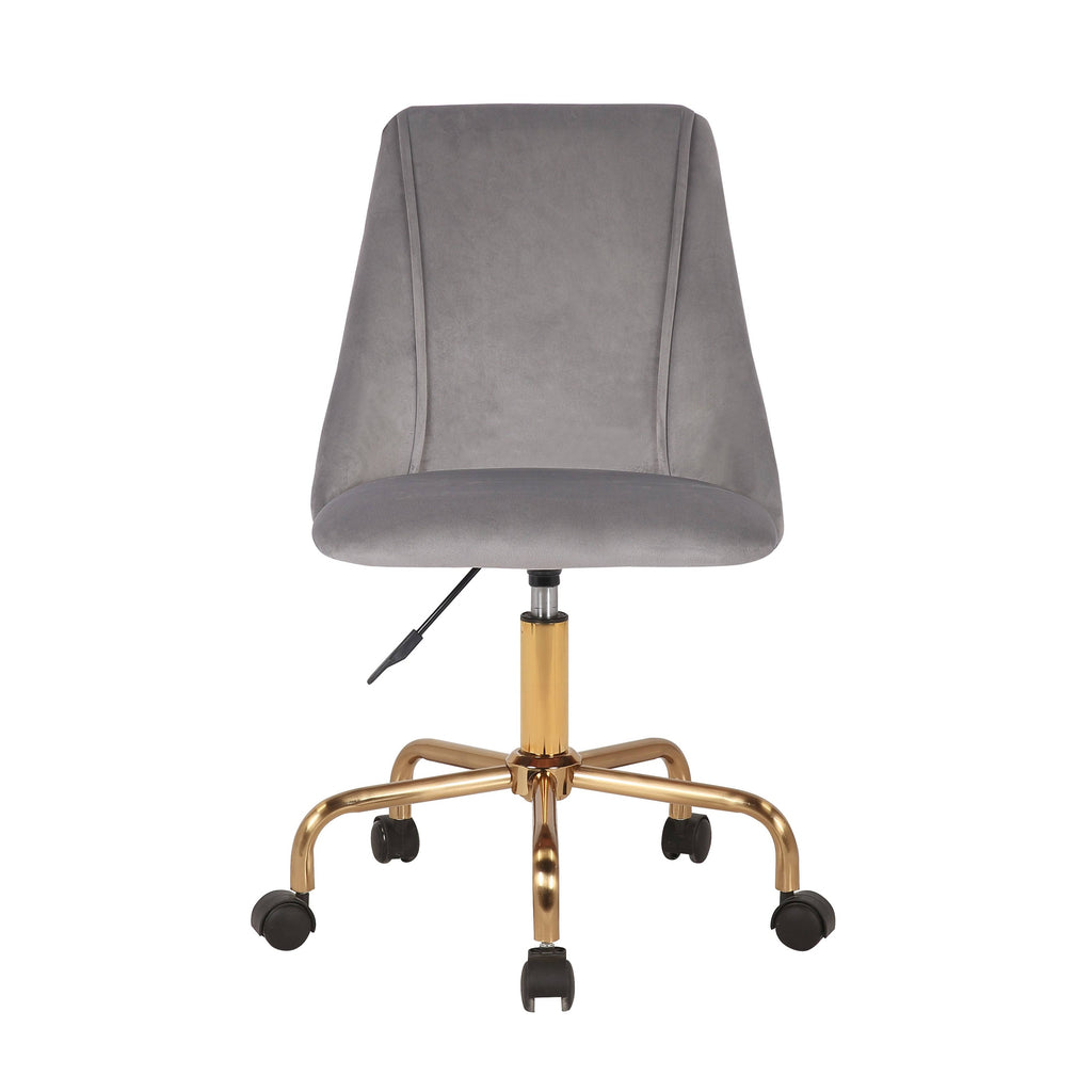 Aqua Velvet Armless Office Chair with Gold Metal Legs Z251354