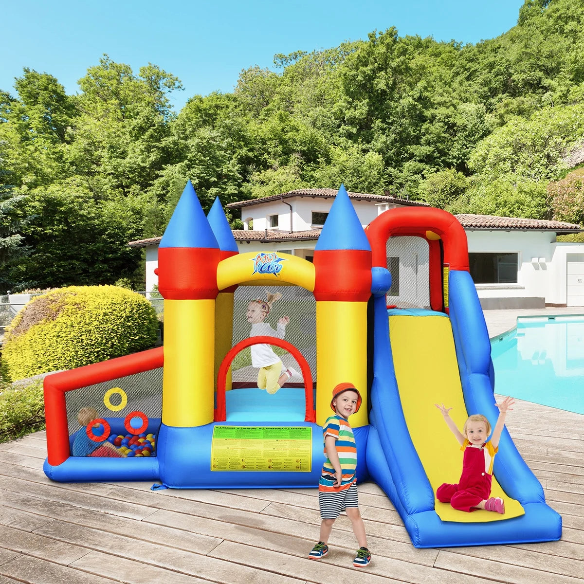 Inflatable Bounce House Slide Bouncer Kids Castle Jumper with Balls & 780W Blower L535