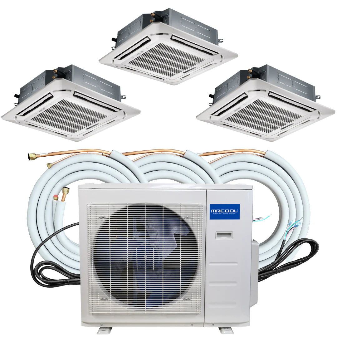 36,000 BTU 3 Zone Ductless Ceiling Cassette Air Conditioner And Heat Pump O98549