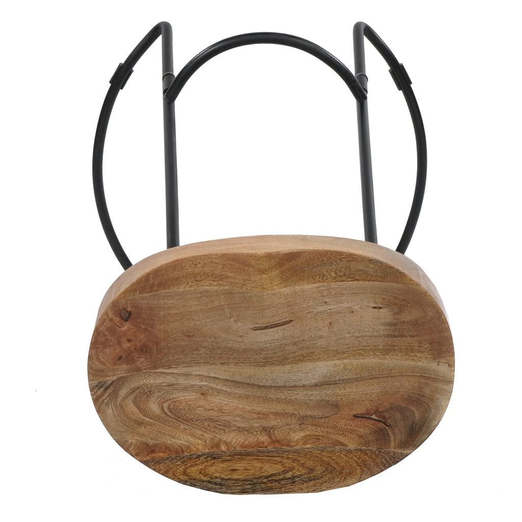 24 Inch Natural Brown Mango Wood Backless Barstool M395260