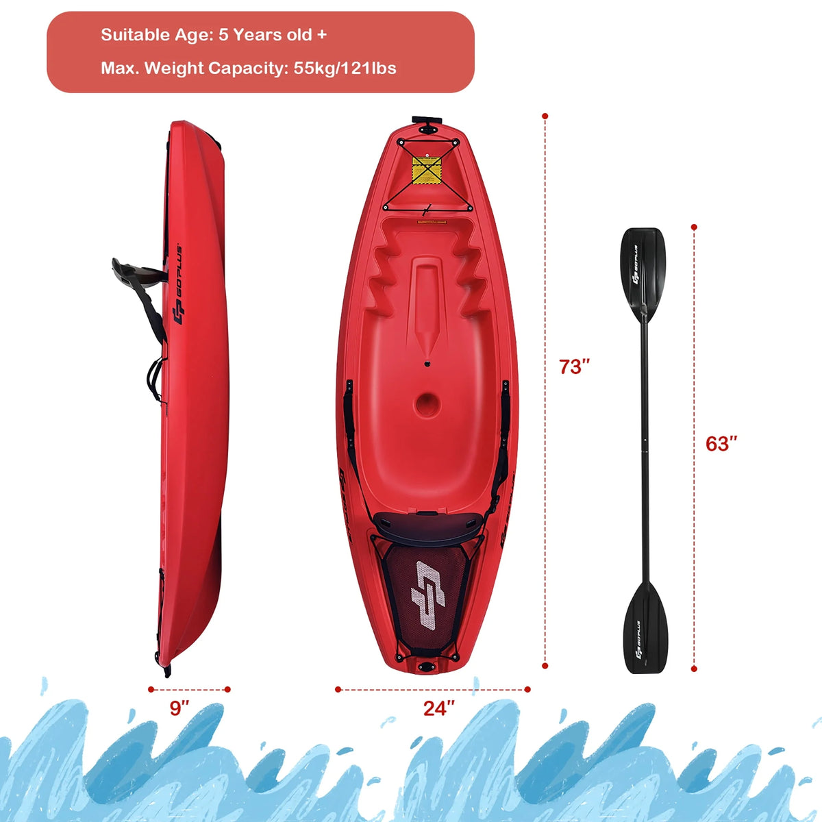 6ft Kids Kayak with Paddle N46683