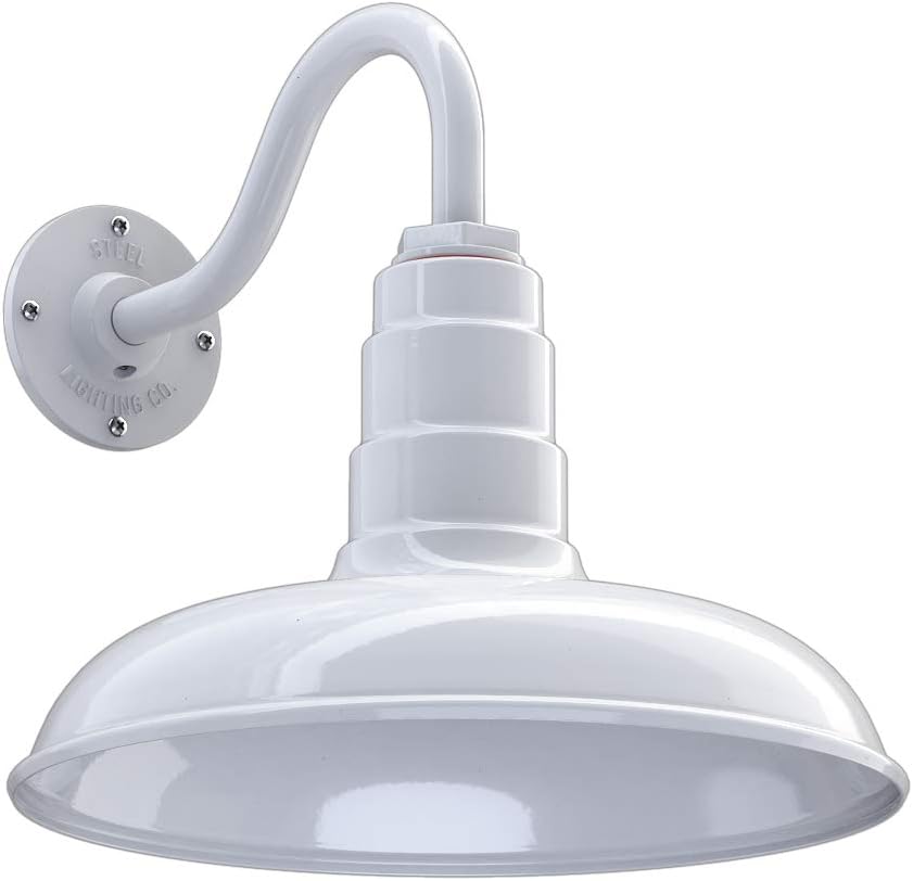 Gooseneck Barn Light with Steel Dome, 16 Gooseneck, Black D268398