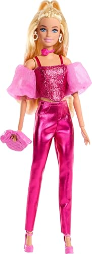 Metallic Blue Top and Skirt Doll with Wavy Brown Hair and Accessories T2374