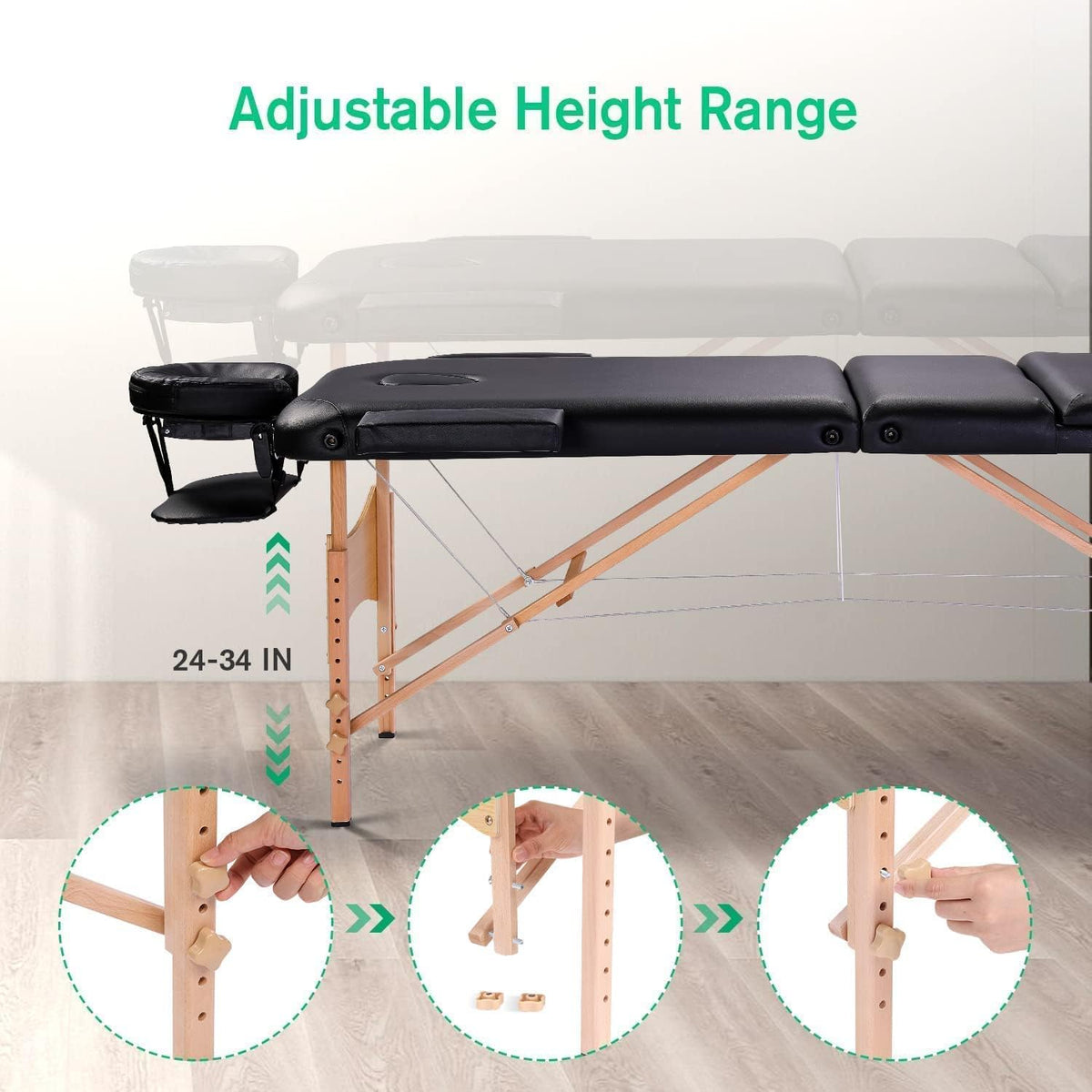 Black Ergonomic Massage Table with Carrying Case X9196