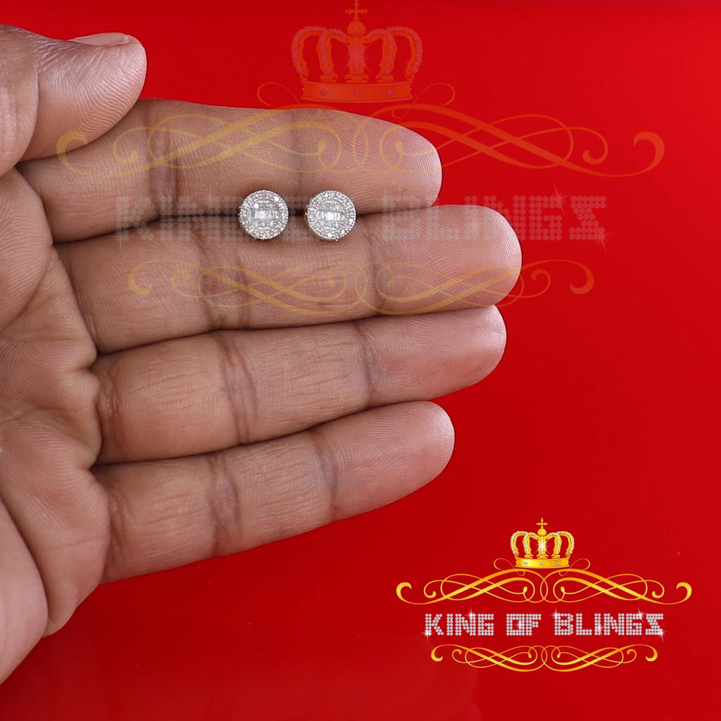 925 Yellow Silver 0.20ct Diamond Men's Round Earrings L896