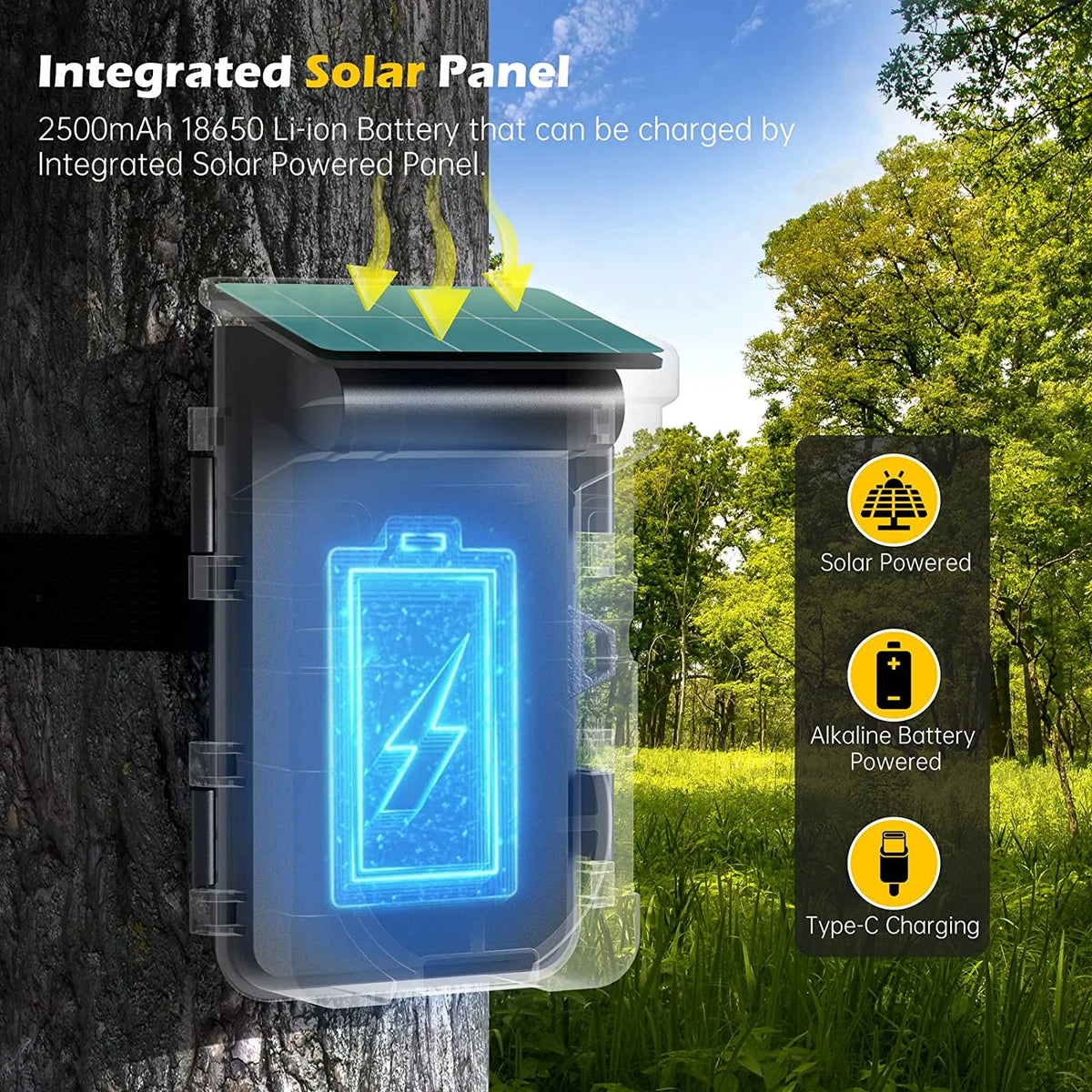 Solar Powered Trail Camera 1080P 24MP with Night Vision Waterproof S837943