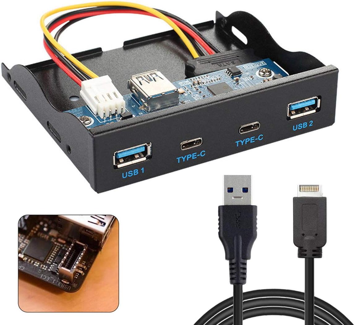 USB 3.1 Front Panel Header to USB-C & USB 3.0 HUB 4 Ports Motherboard Cable W1924