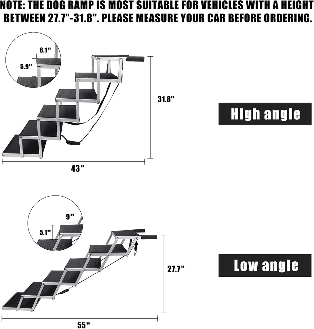 Folding Dog Car Ramp with Aluminum Frame, Nonslip Surface, Support 150-200 Lbs W997790