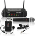 Black Wireless Microphone System with Headset and Lapel Mic Y701
