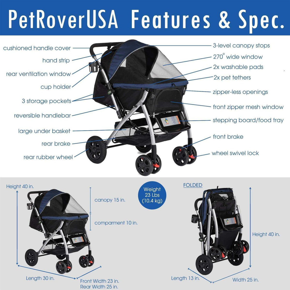Heavy Duty Pet Stroller J22120