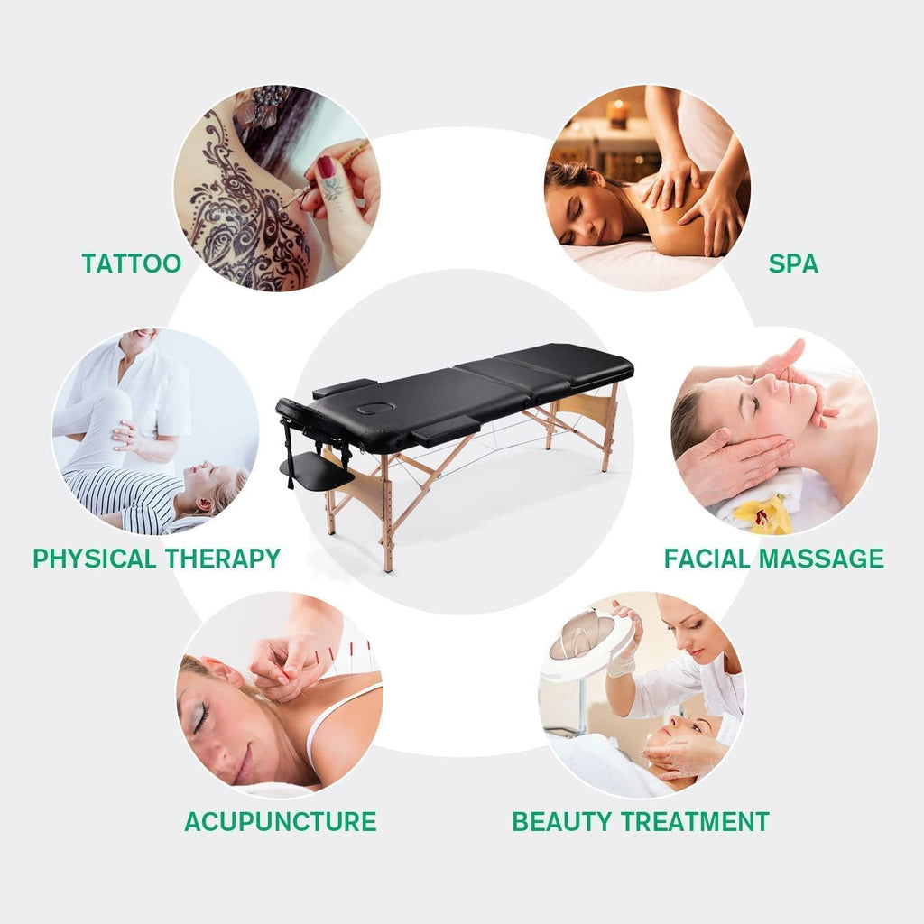 Black Ergonomic Massage Table with Carrying Case X9196