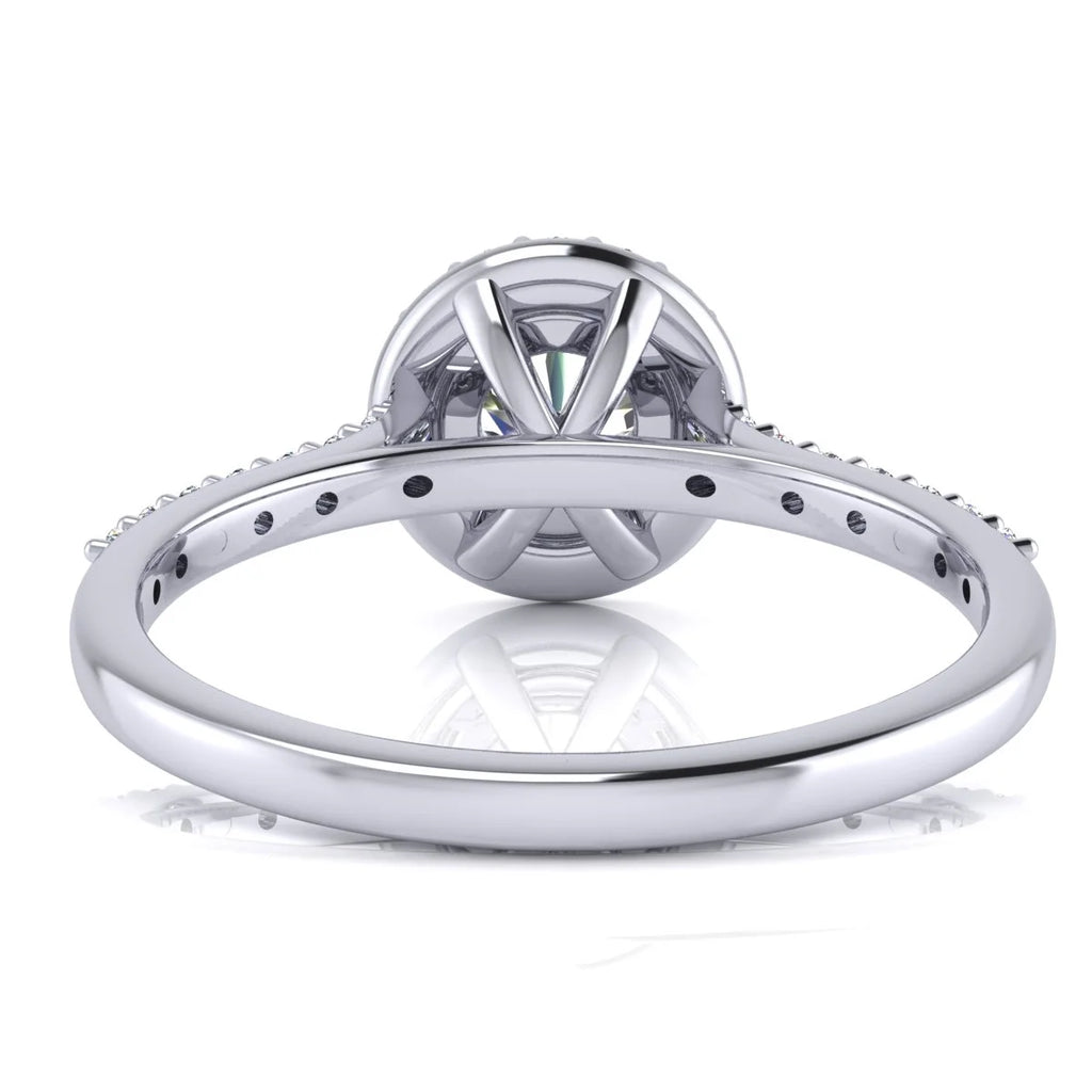 1 Carat Lab Grown Halo Diamond Engagement Ring In 14K White Gold Q477