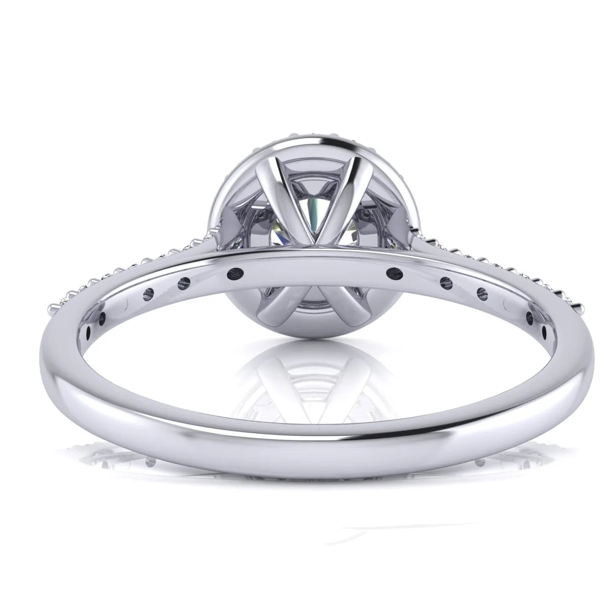 1 Carat Lab Grown Halo Diamond Engagement Ring In 14K White Gold Q477