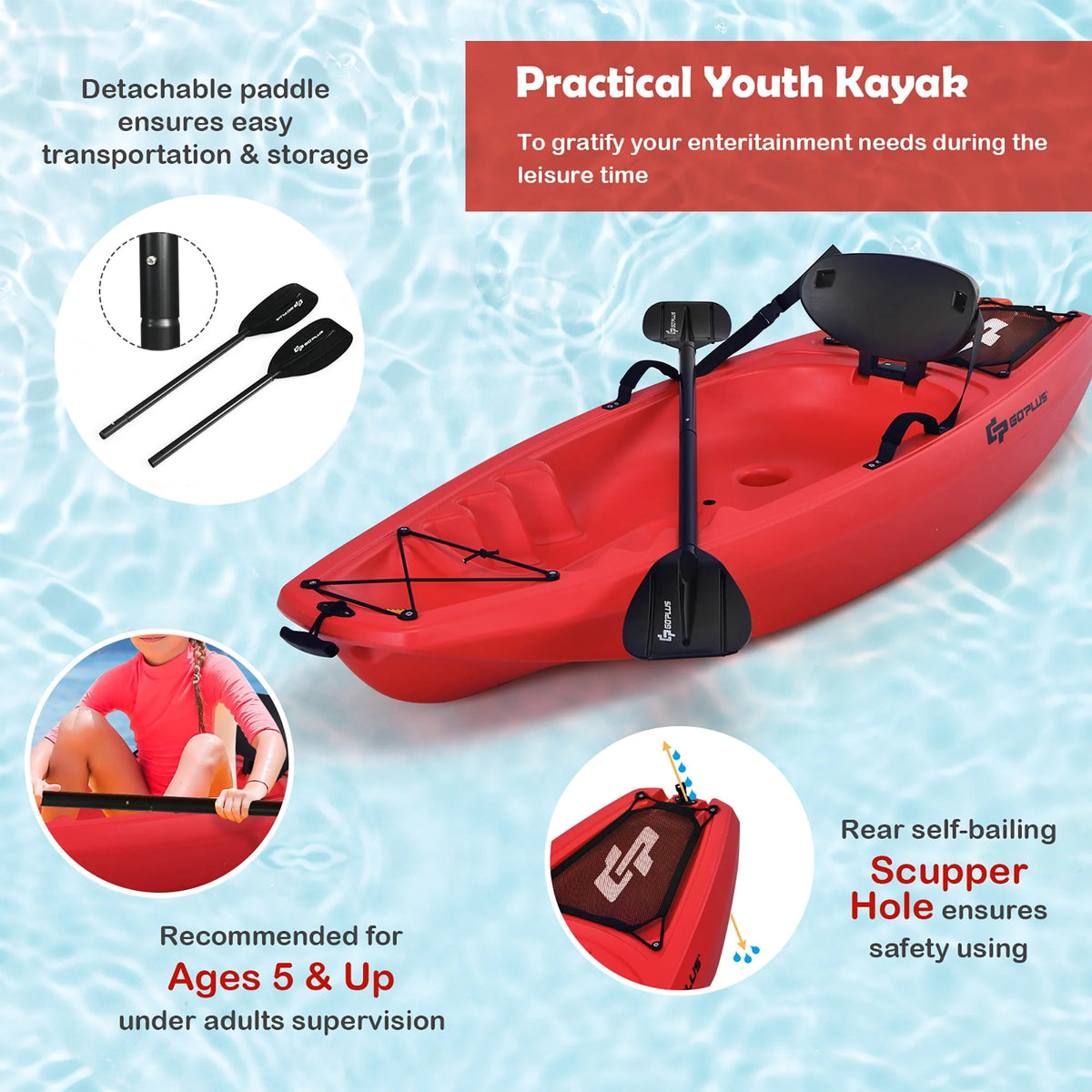 6ft Kids Kayak with Paddle N46683