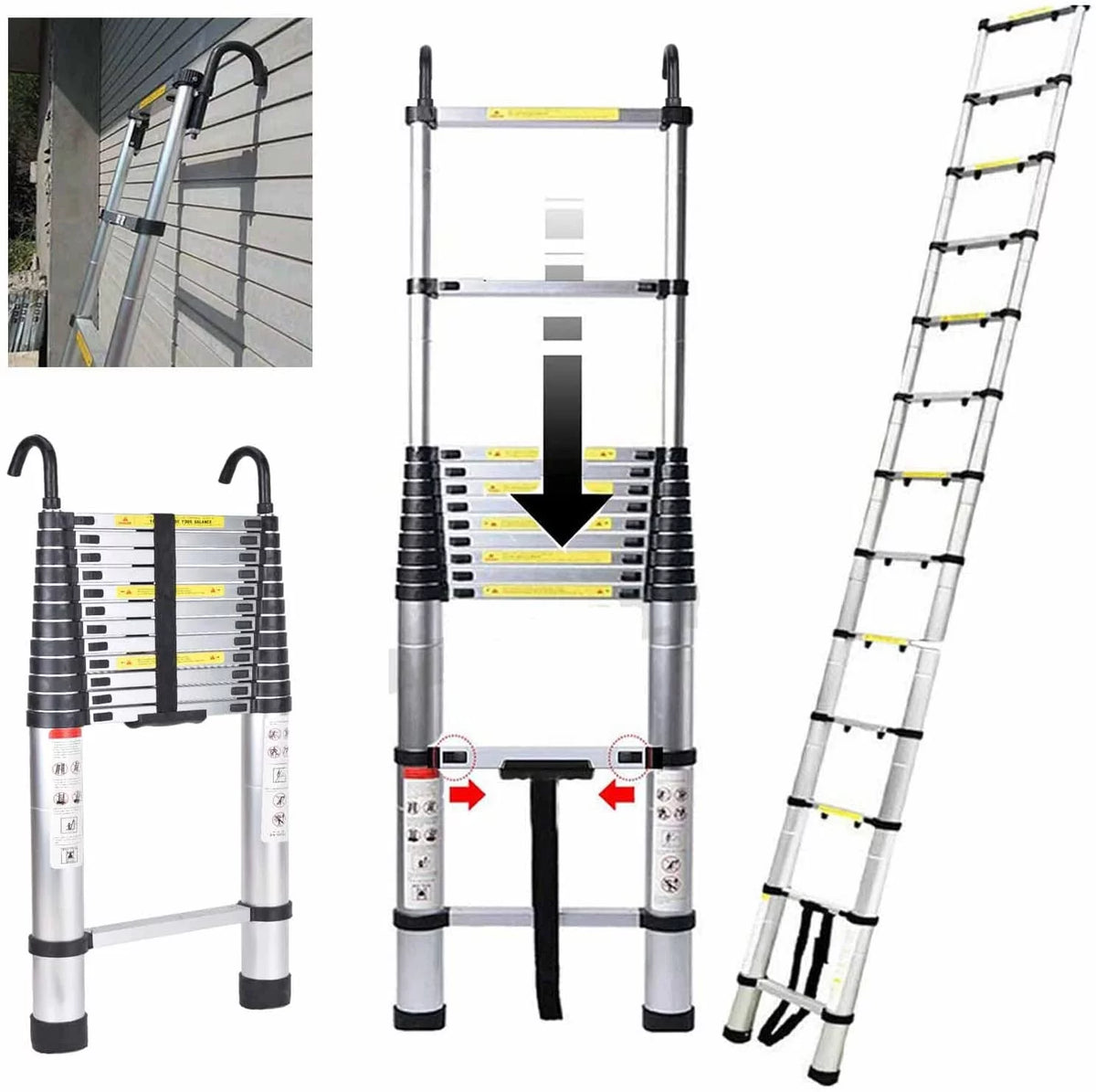 8.5 FT Aluminum Telescoping Ladder 330 Pound Capacity S681690