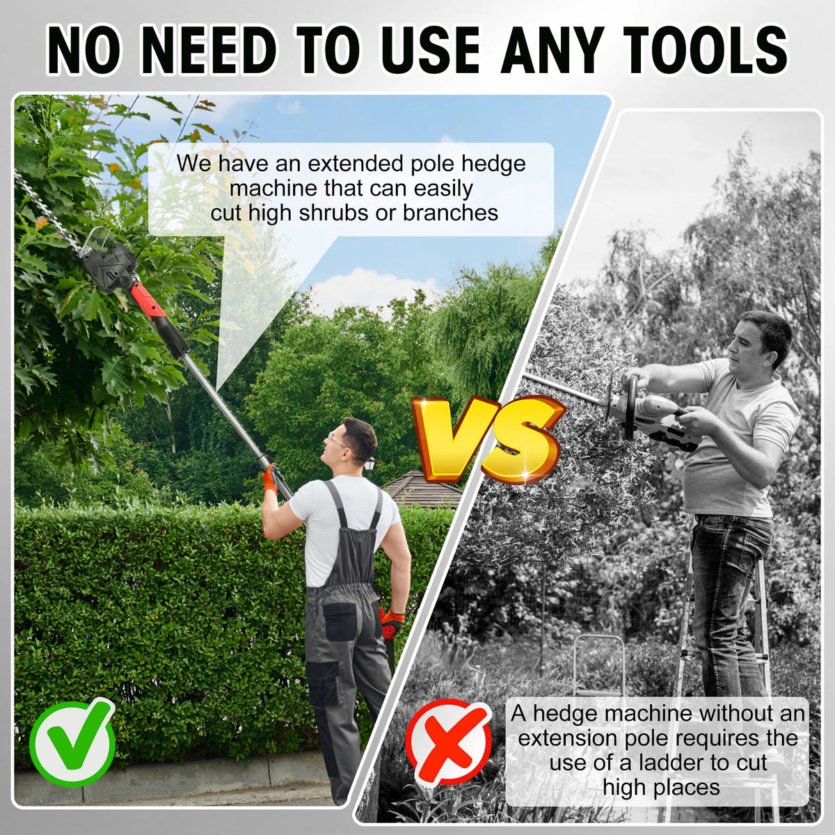 4-in-1 Telescoping Pole Hedge Trimmer Grass Shear Shrub Trimmer with 2.0 Ah Battery, 12V Red K3189