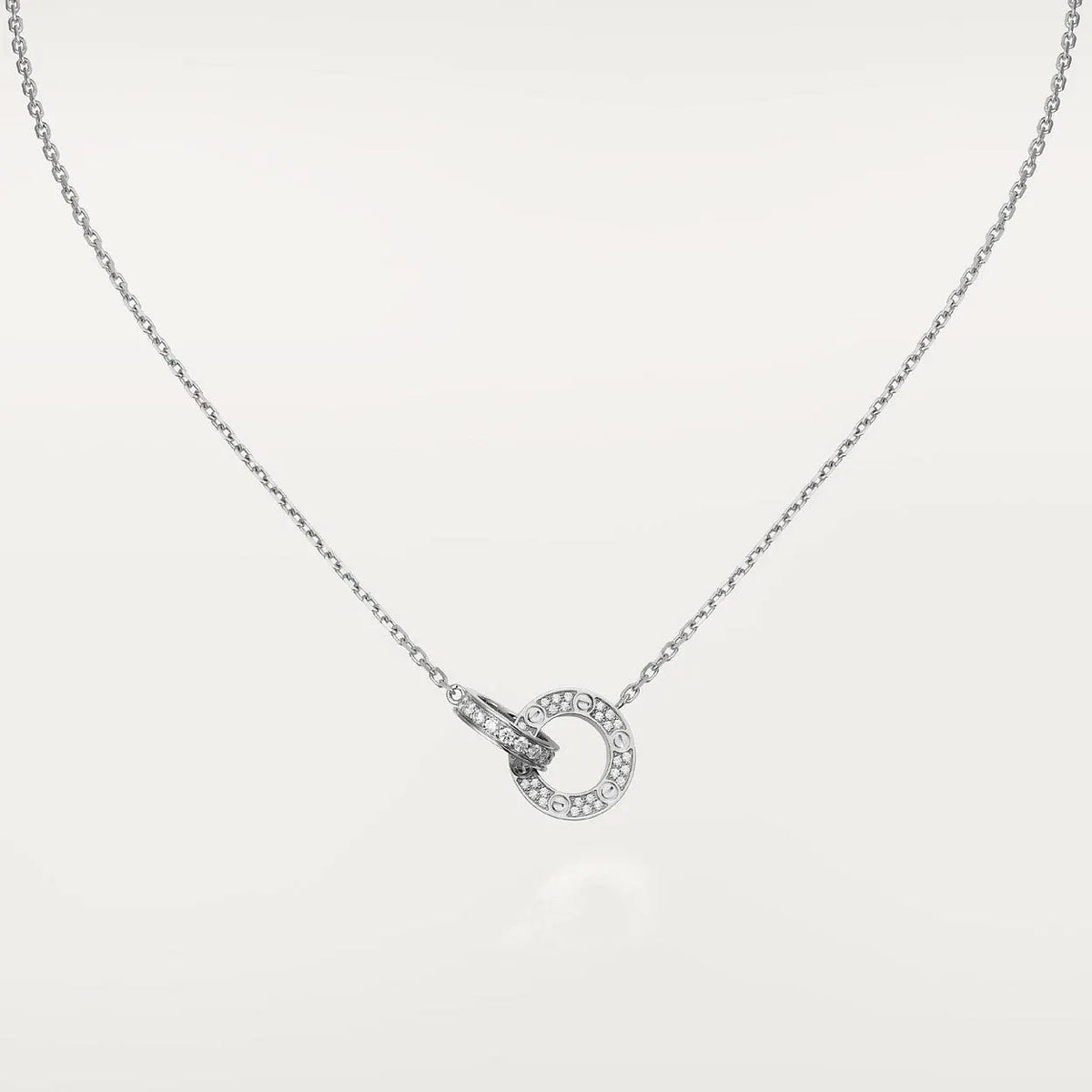 Love Necklace Interlocking Circles Necklace With Diamond Paved G6973