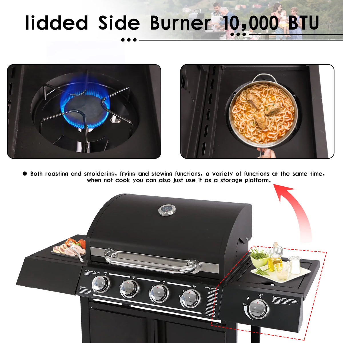 4-Burner Propane Gas Grill with Side Burner R34623
