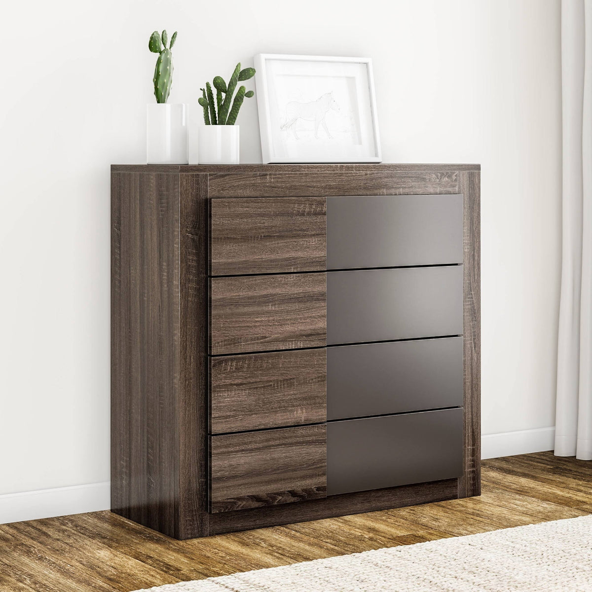 Dark Oak Finish 4-Drawer Chest L3517