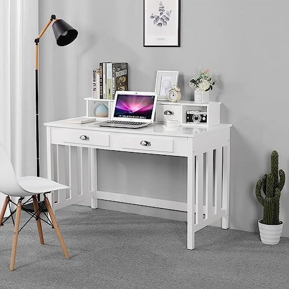 White Computer Desk with 4 Drawers G19376