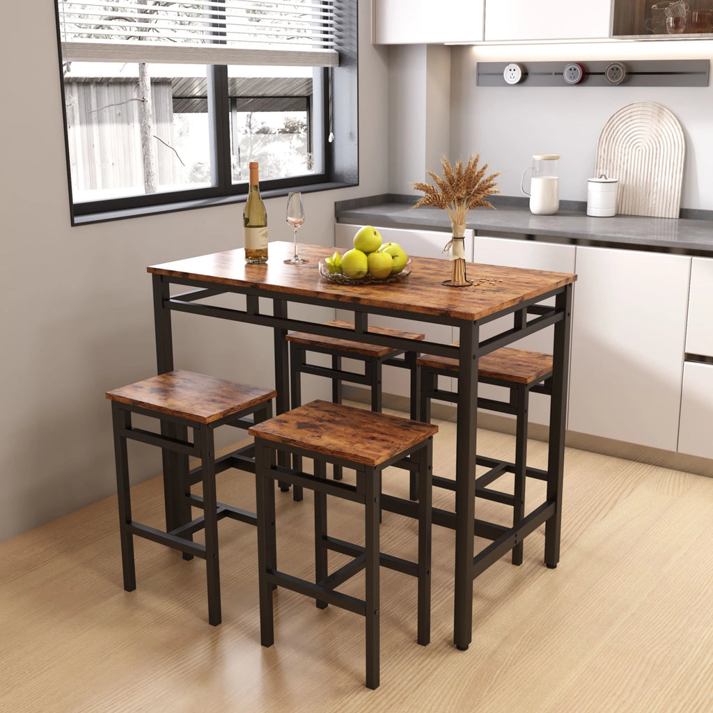 5-Piece Metal Frame Dining Table and Stools Q6009