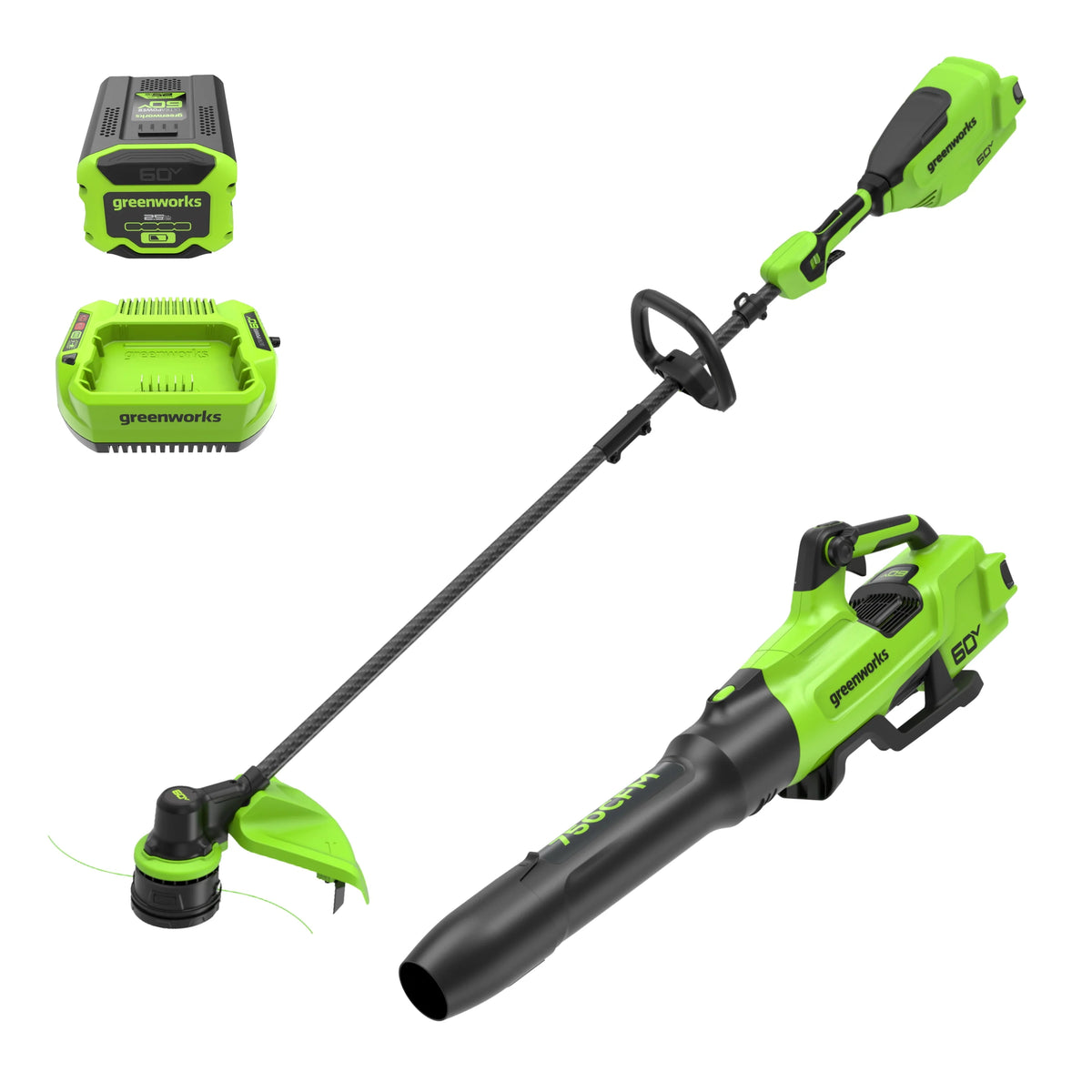 60V 16 Front Mount Carbon Fiber String Trimmer & 750 CFM Blower Kit F8361