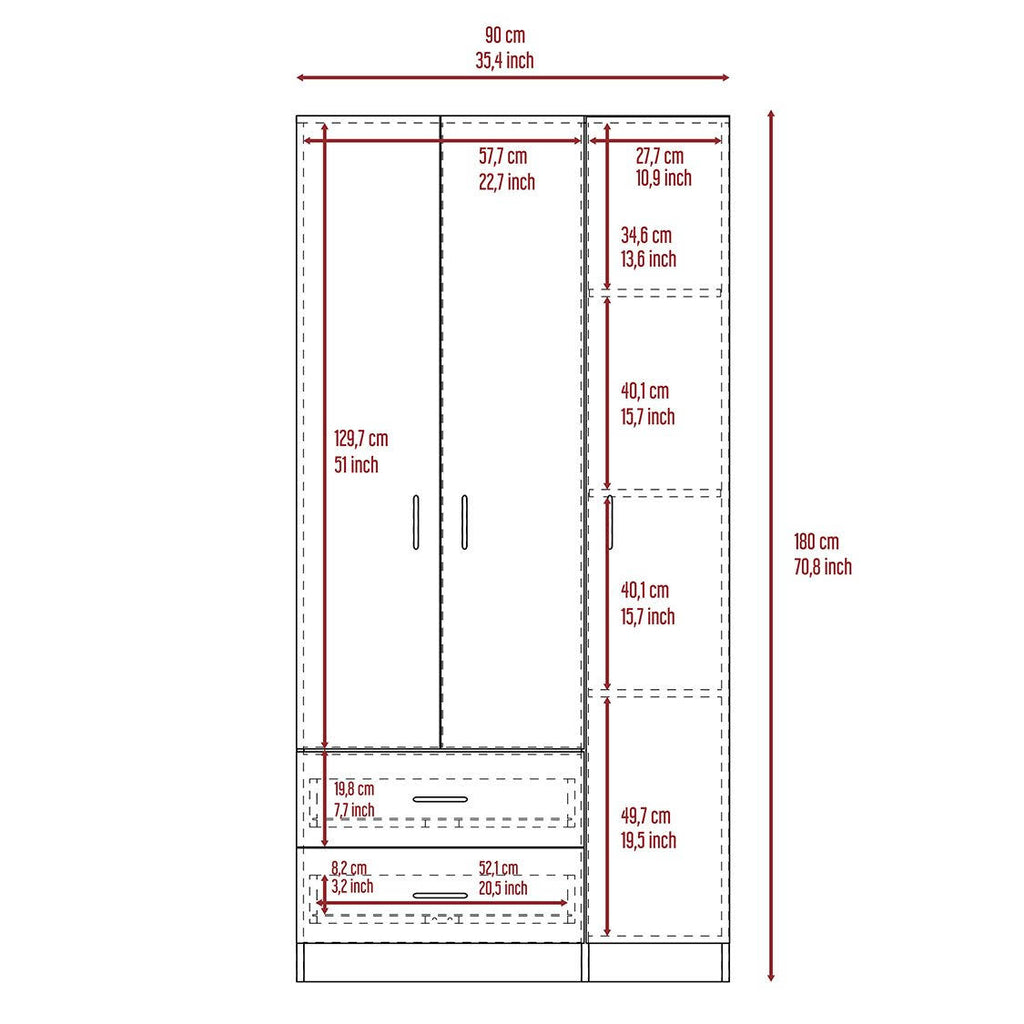 3 Door Armoire Espresso E154
