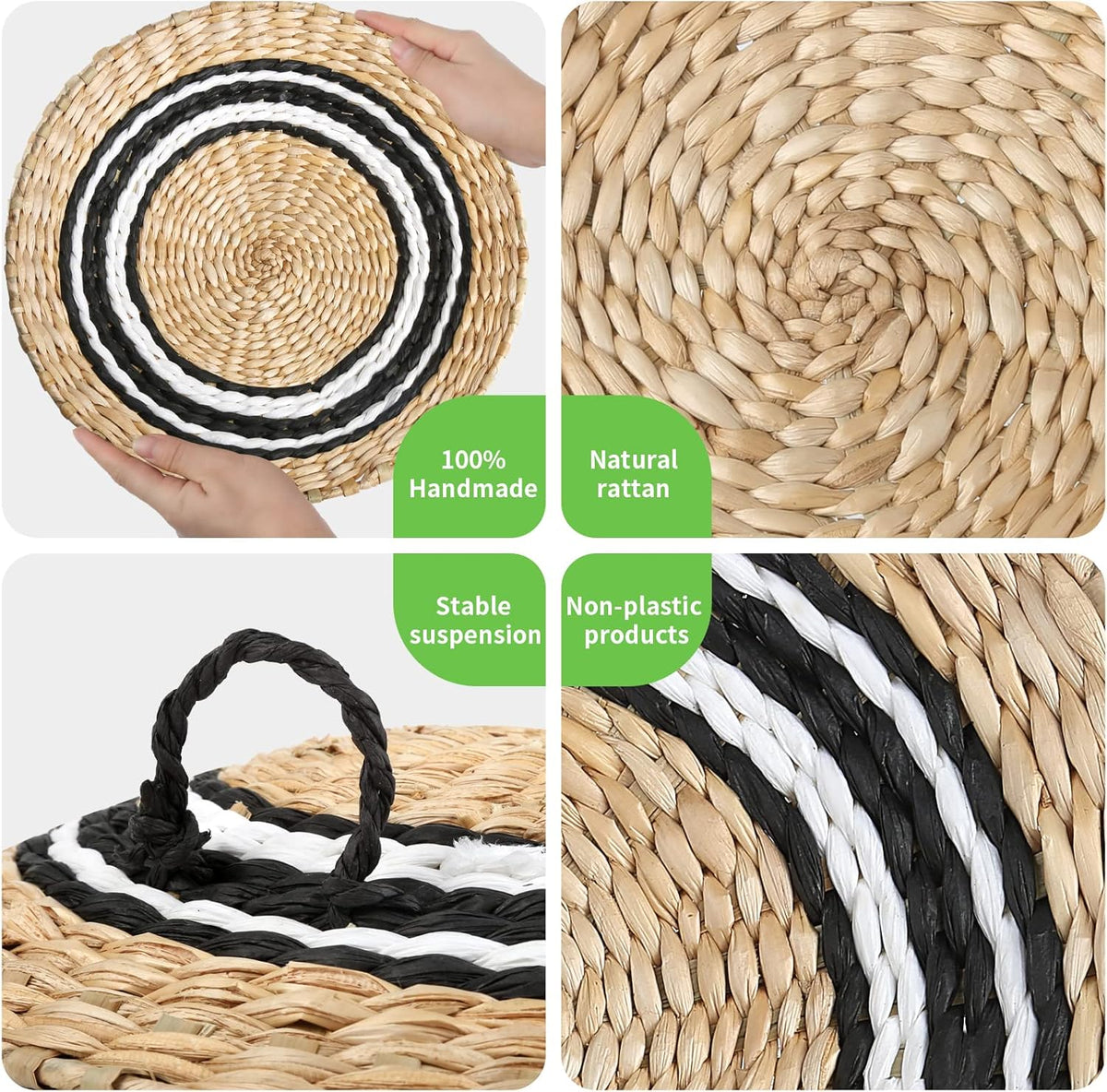 Set of 4 Handmade Seagrass Wicker Wall Basket Decor K94189