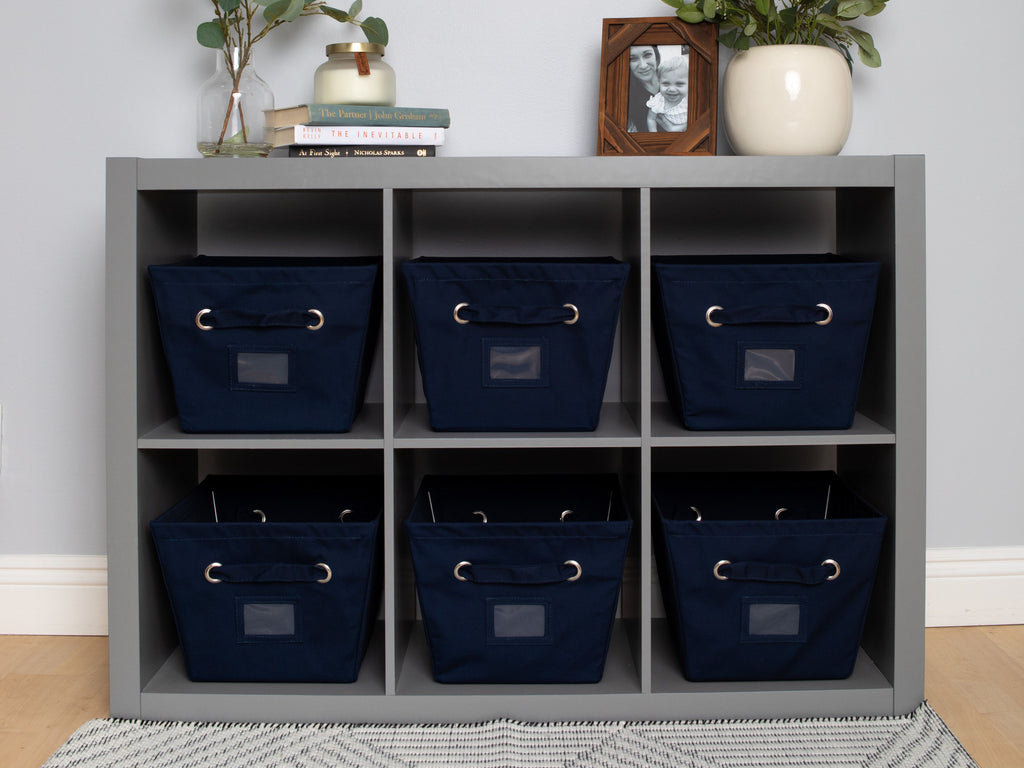 Medium Rectangular Canvas Bins, Set of 2, Blue D86344
