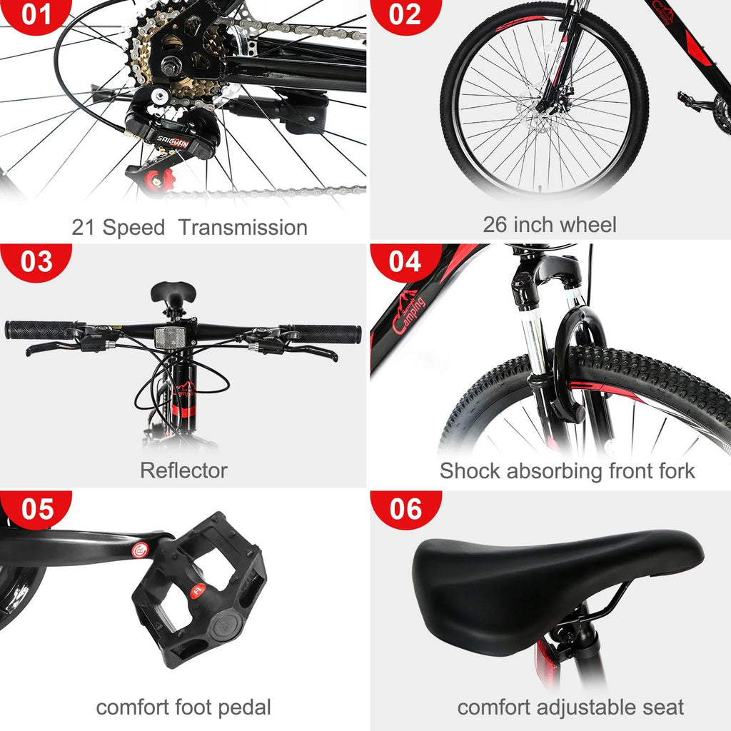 Folding 21 Speed 26 Wheel Steel Frame Mountain Bike O6237