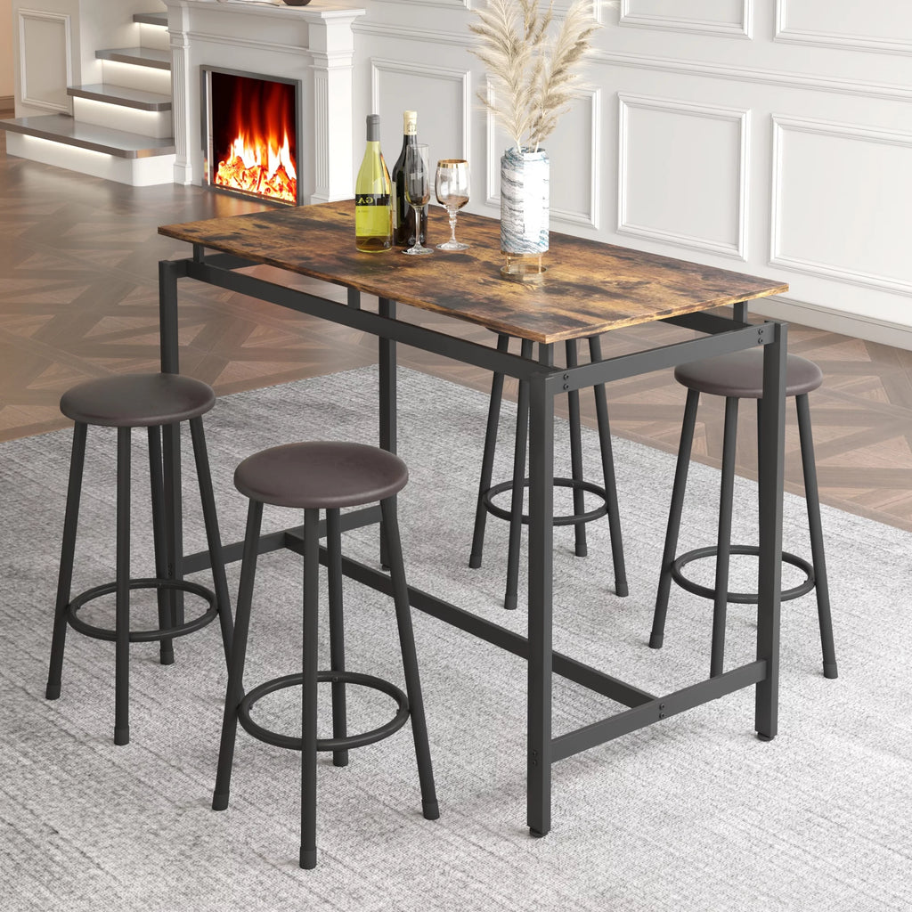 Bar Table Set with 4 Cushioned Stools W36178