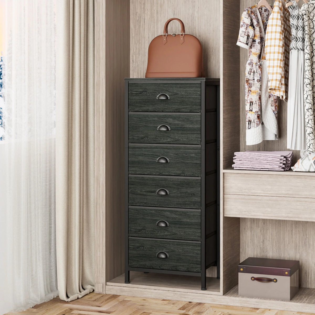5 Drawer Dresser with Fabric Bins Z246