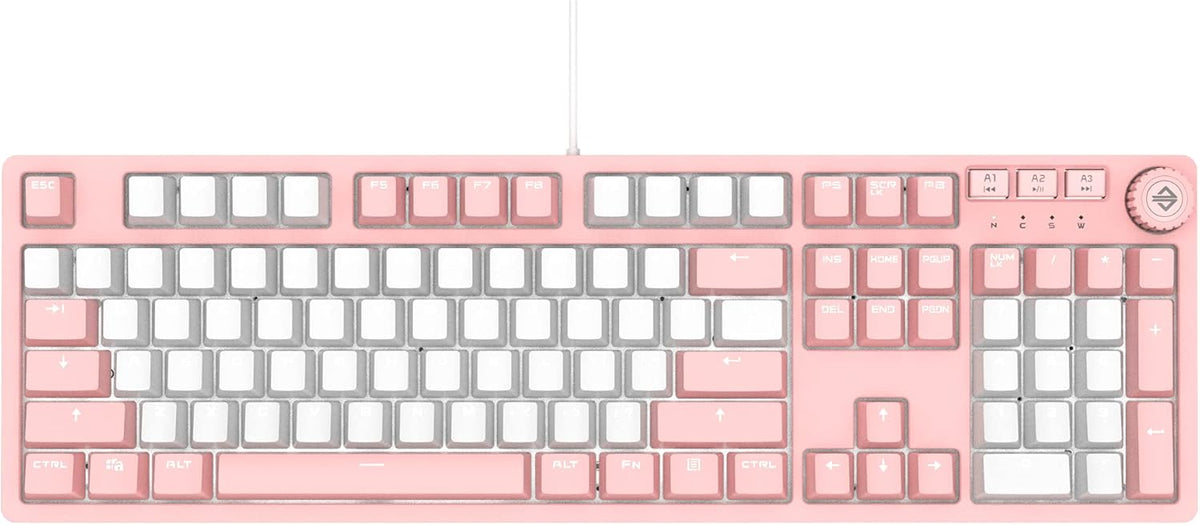 AK50 Mechanical Gaming Keyboard - PBT Keycaps - Grey-White - White Backlit - Blue Switches - Black W44391