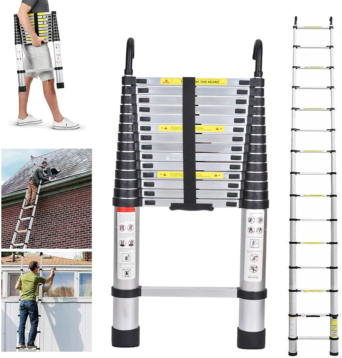 8.5 FT Aluminum Telescoping Ladder 330 Pound Capacity S681690