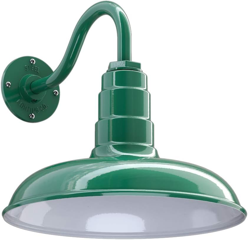 Gooseneck Barn Light with Steel Dome, 16 Gooseneck, Black D268398