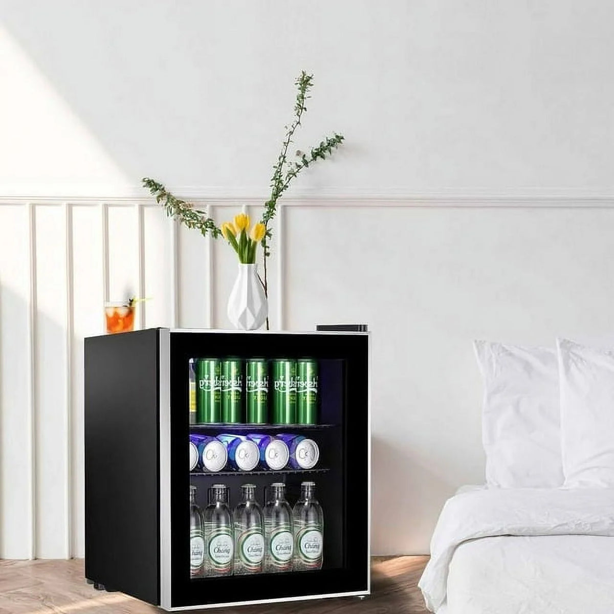 1.6cu.ft Wine Cooler Cabinet Beverage Mini Fridge Black E99737