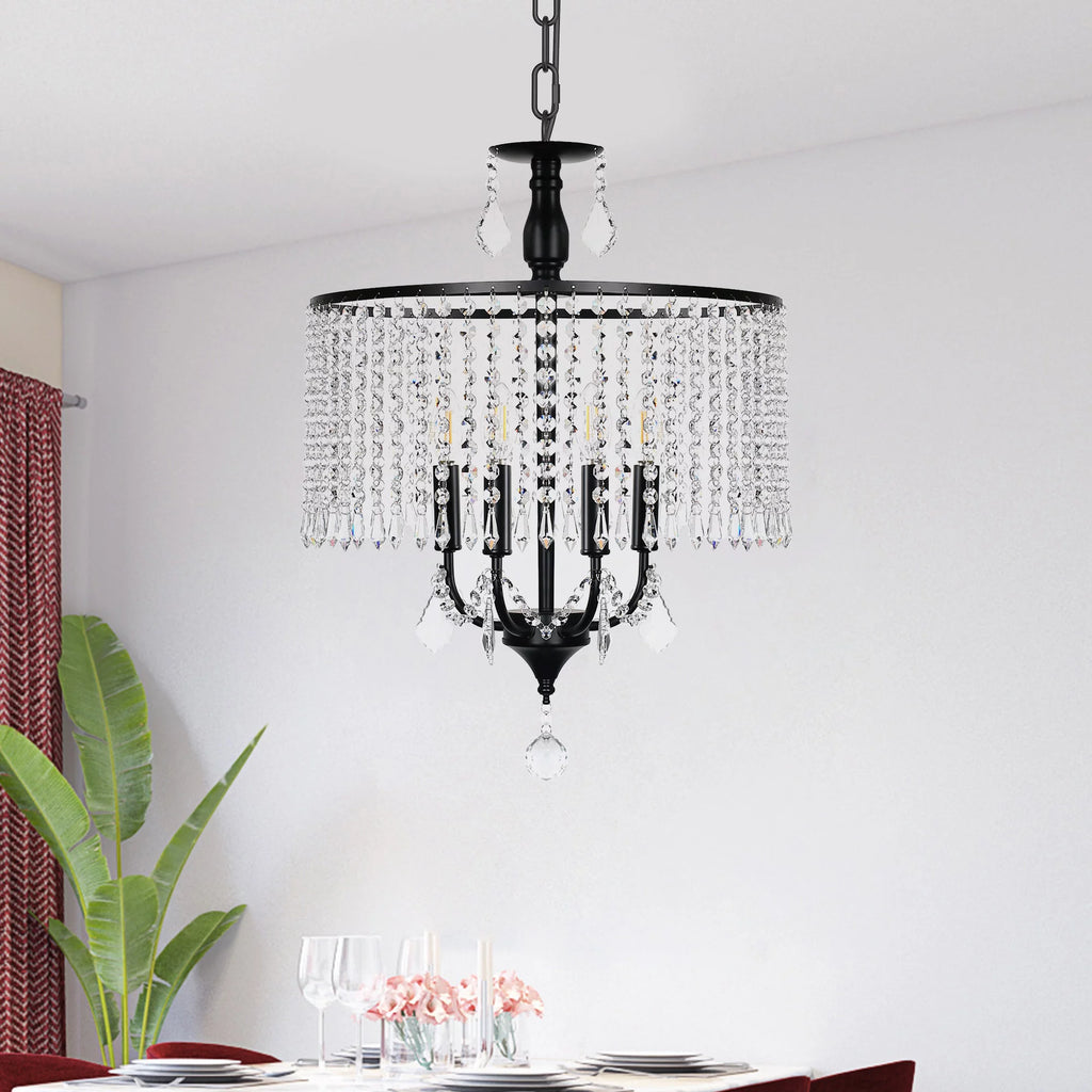 Black 3-Light Crystal Chandelier X64861