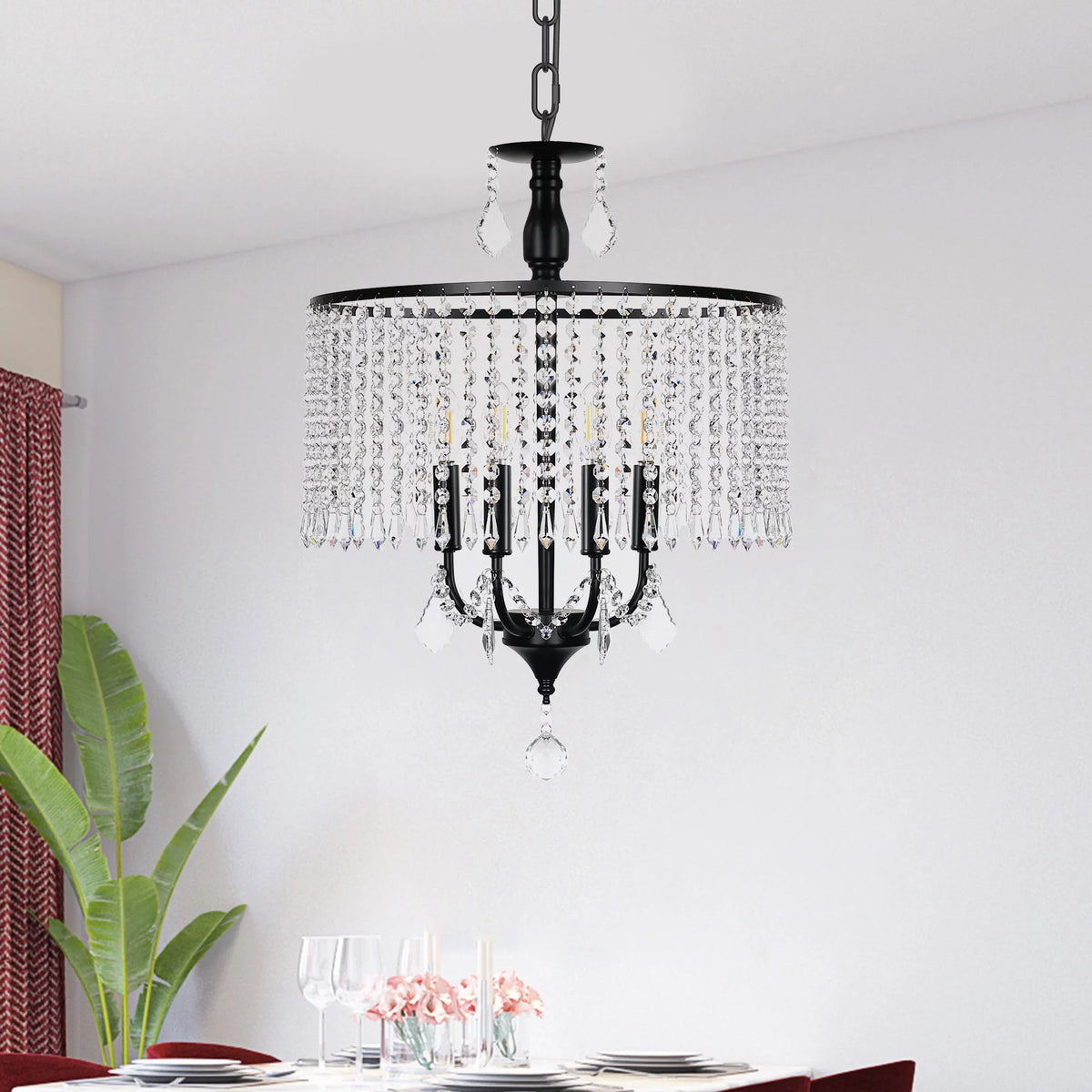 Black 3-Light Crystal Chandelier X64861