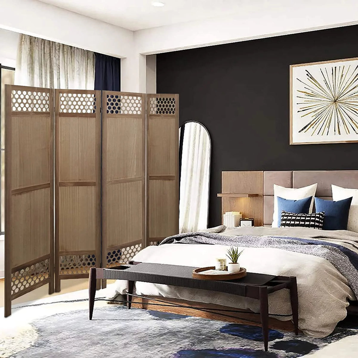 4 Panel 5.6Ft Folding Privacy Screen Y4928