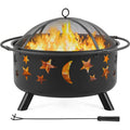 Black Iron Fire Pit with Poker Mesh Cover F8587