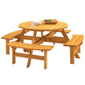 8-Person Wooden Picnic Table with 4 Built-in Benches N3674