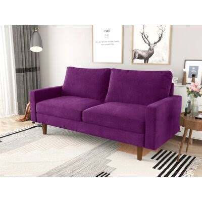 Eggplant Velvet Square Arm Sofa Q9996