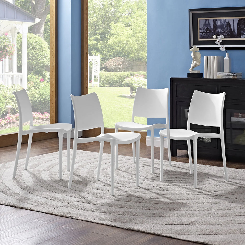 White Plastic Dining Chair Set of 4 S737