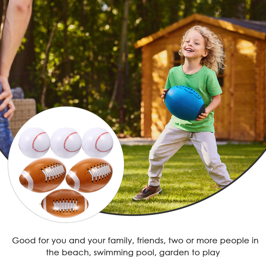 6 Pcs Inflatable Baseball PVC Toys for Toddlers J8542