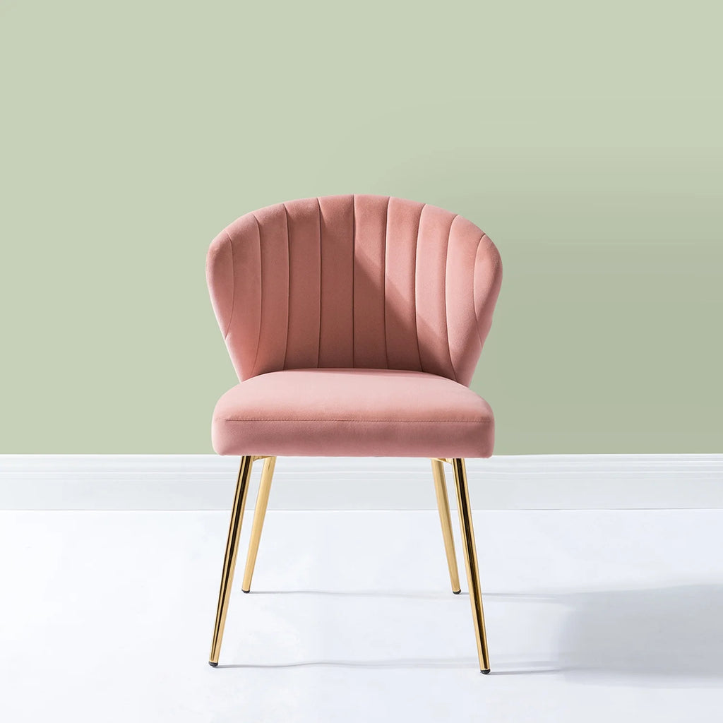 Pink Velvet Upholstered Accent Chair with Gold Metal Legs U794264