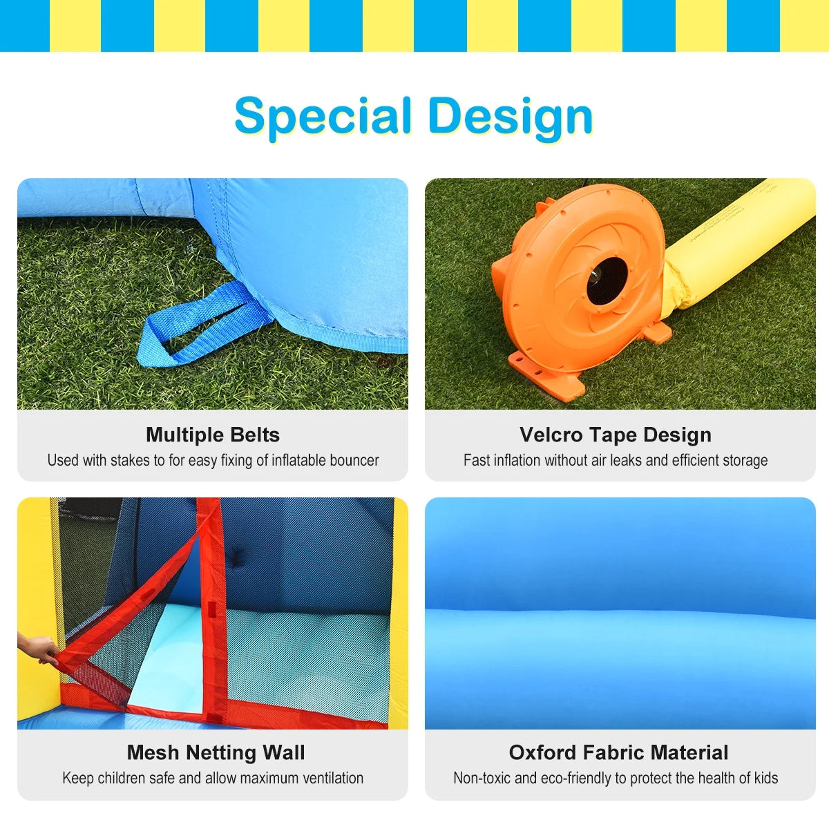 Inflatable Bounce House Slide Bouncer Kids Castle Jumper with Balls & 780W Blower L535