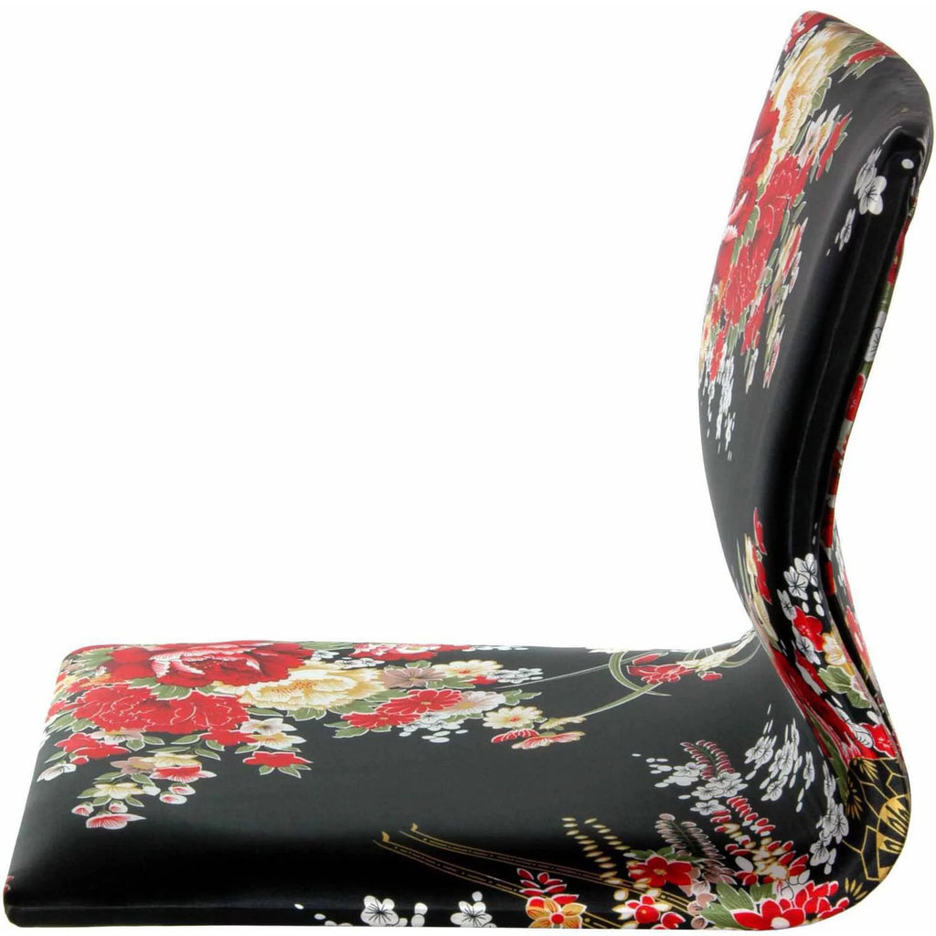 Black & Red Hibiscus Meditation Backrest Chair O8761